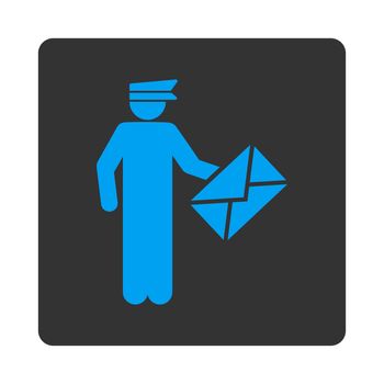 Postman icon. This flat rounded square button uses white and gray colors and isolated on a white background.