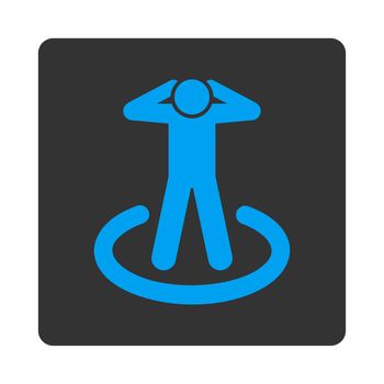 Prison icon. This flat rounded square button uses white and gray colors and isolated on a white background.