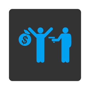 Robbery icon. This flat rounded square button uses white and gray colors and isolated on a white background.