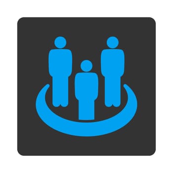 Social group icon. This flat rounded square button uses white and gray colors and isolated on a white background.