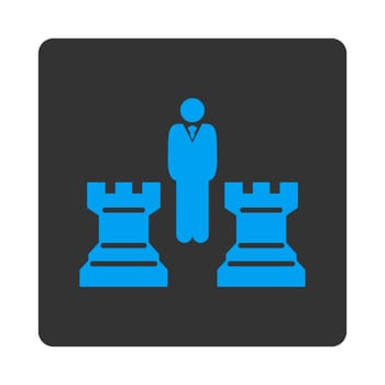 Strategy icon. This flat rounded square button uses white and gray colors and isolated on a white background.