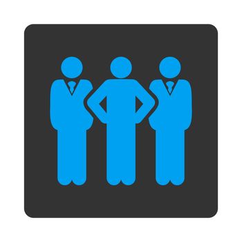 Team icon. This flat rounded square button uses white and gray colors and isolated on a white background.