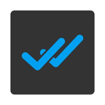 Validation icon. This flat rounded square button uses white and gray colors and isolated on a white background.