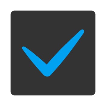 Yes icon. This flat rounded square button uses white and gray colors and isolated on a white background.