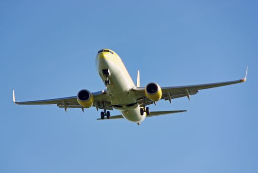 Passenger plane landing in the airport