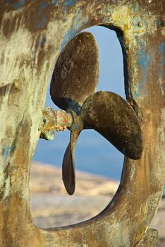 Details of a Rusty boat propeller