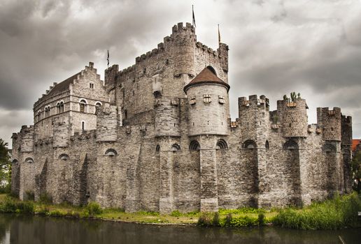 Old fortress in the ancient city of Ghent, Belgium

