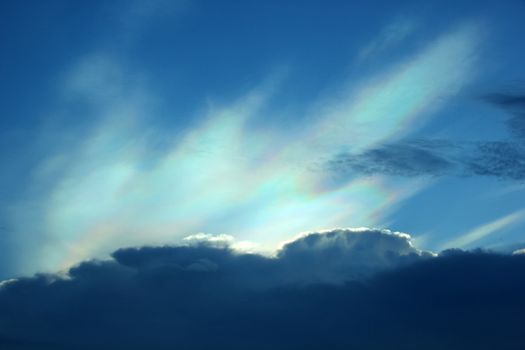 Beautiful iridescent colorful cloud, Irisation