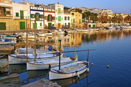 Porto Colom village in Majorca at sunset (Balearic Islands - Spain)