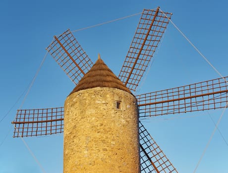 Old windmill in a farm of Majorca (Spain)