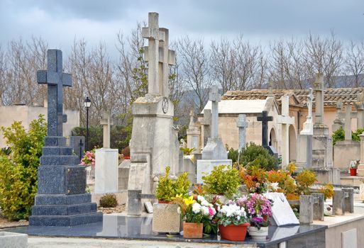 Crosses in the catholic cemetery of Alcudia (Majorca - Balearic Islands)