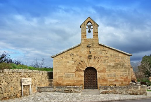 Santa Anna ancient church in Alcudia (Majorca - Spain) near the cemetery