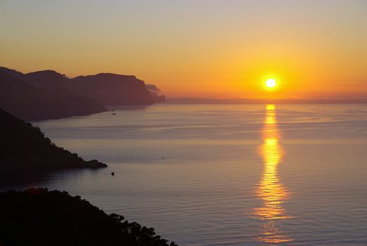 Amazing sunset from the Majorca island (Spain)