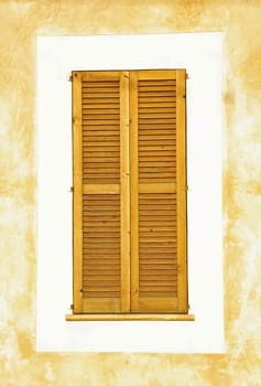 Typical mediterranean wooden window in Majorca (Balearic Islands - Spain)