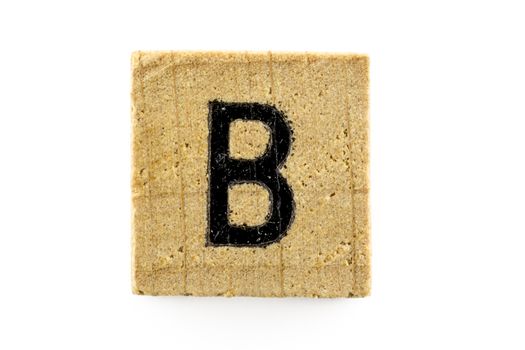 Wooden alphabet blocks with letters B (Isolated)