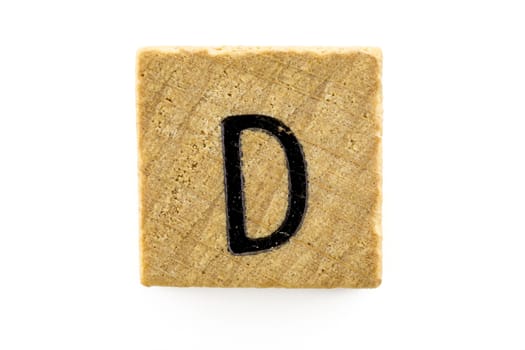 Wooden alphabet blocks with letters D (Isolated)