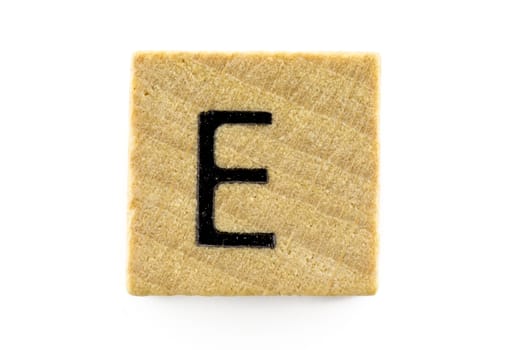 Wooden alphabet blocks with letters E (Isolated)