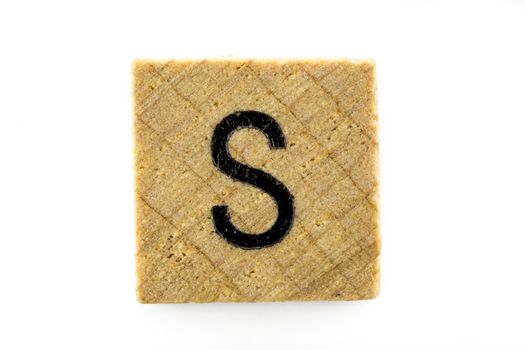 Wooden alphabet blocks with letters S (Isolated)
