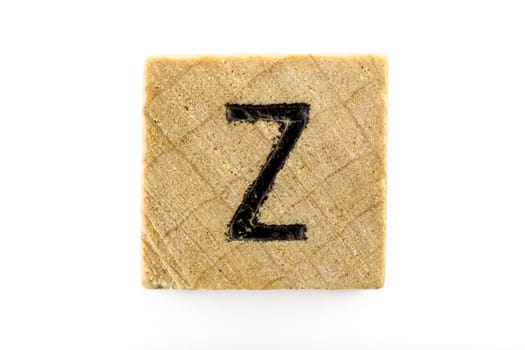Wooden alphabet blocks with letters Z (Isolated)