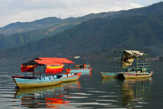 view of Phewa lake at Pokhara, Nepal
