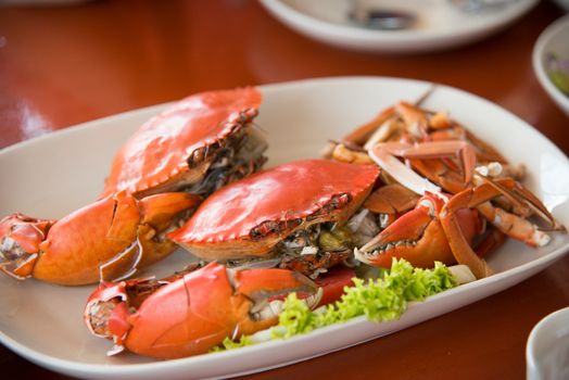 closed up the streamed crab in restaurant