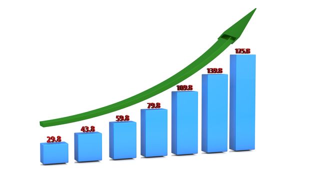 Business growth Chart bars on a white background