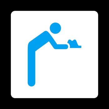 Servant icon. Glyph style is blue and white colors, flat rounded square button on a black background.