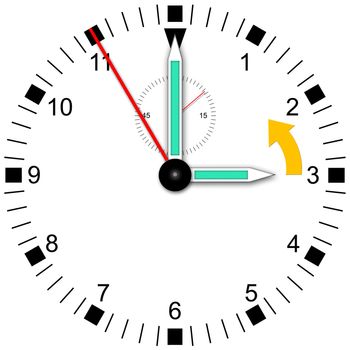 Illustration of a watch for change daylight saving time