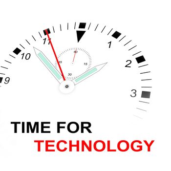 Illustration of a watch with text "TIME FOR TECHNOLOGY"