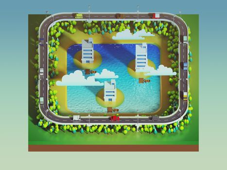 green earth concept in isometric view