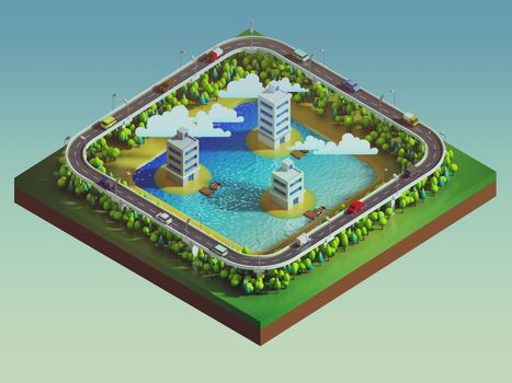 green earth concept in isometric view