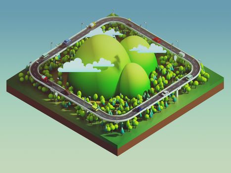 green earth concept in isometric view