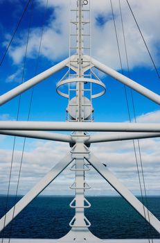 Main mast of ship with navigation equipment