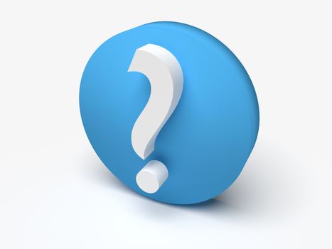 Support icon. 3d white question mark on blue circle