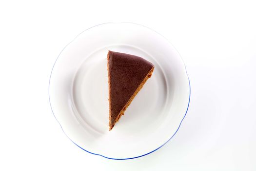 The famous Sacher Cake from Vienna on a white plate