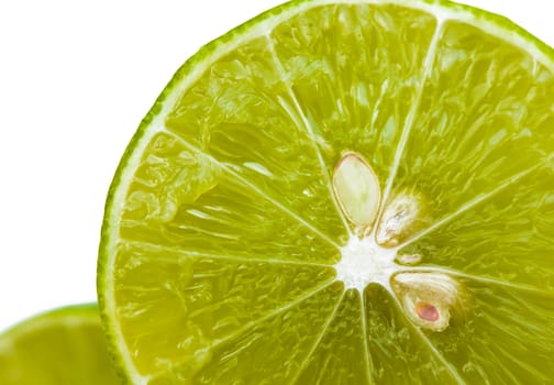 Closeup slice of  lime fruit  background.