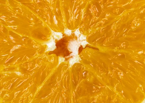 Closeup slice of orange fruit  background.