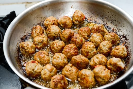 Cooking, food. Meatballs on the pan