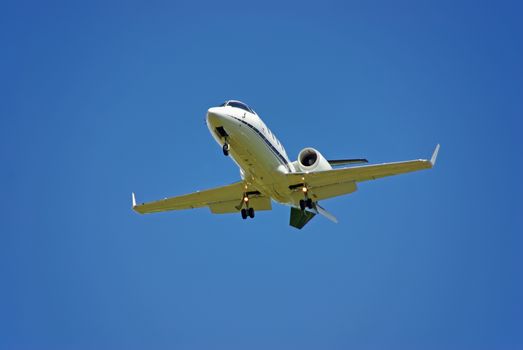 Private Jet landing in an airport