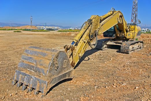 excavator heavy vehicle used in construction industry