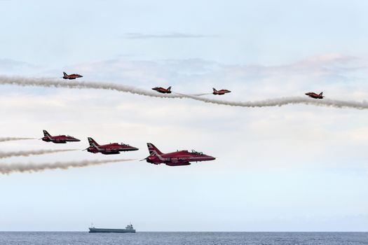 The Red Arrows RAF Display Team - Sunderland Air Show in the northeast of England