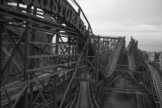 Old abadoned woody rollercoaster.