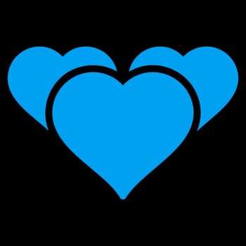 Favourites icon from Competition & Success Bicolor Icon Set. Glyph style is flat symbols, blue color, rounded angles, black background.