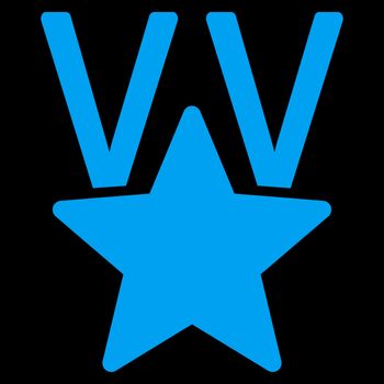 Victory icon from Competition & Success Bicolor Icon Set. Glyph style is flat symbols, blue color, rounded angles, black background.