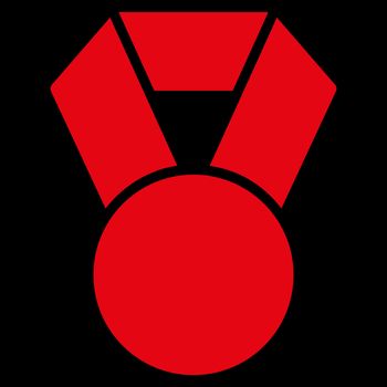 Achievement icon from Competition & Success Bicolor Icon Set. Glyph style is flat symbols, red color, rounded angles, black background.