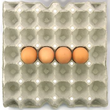 Minus symbol show by eggs in paper tray
