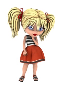 3D digital render of a cute toon girl isolated on white background
