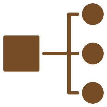 Diagram icon from Commerce Set. Glyph style is flat symbol, brown color, rounded angles, white background.