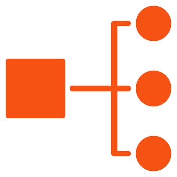 Diagram icon from Commerce Set. Glyph style is flat symbol, orange color, rounded angles, white background.