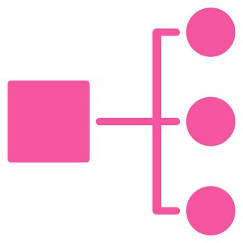 Diagram icon from Commerce Set. Glyph style is flat symbol, pink color, rounded angles, white background.